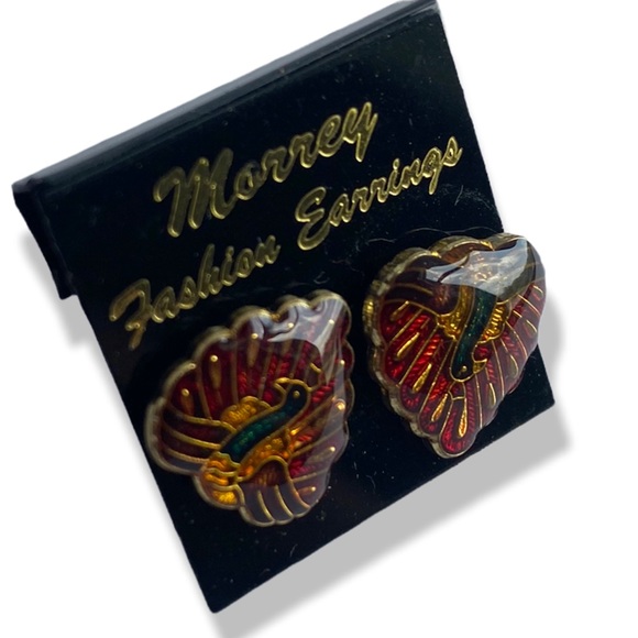 Peacock stud earrings 80s - Picture 3 of 3